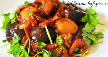 Dry Prawn Stir Fry with Brinjals & Potatoes